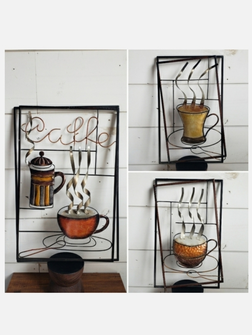 Metal 3D Coffee Wall Art Decor - Set Of 3